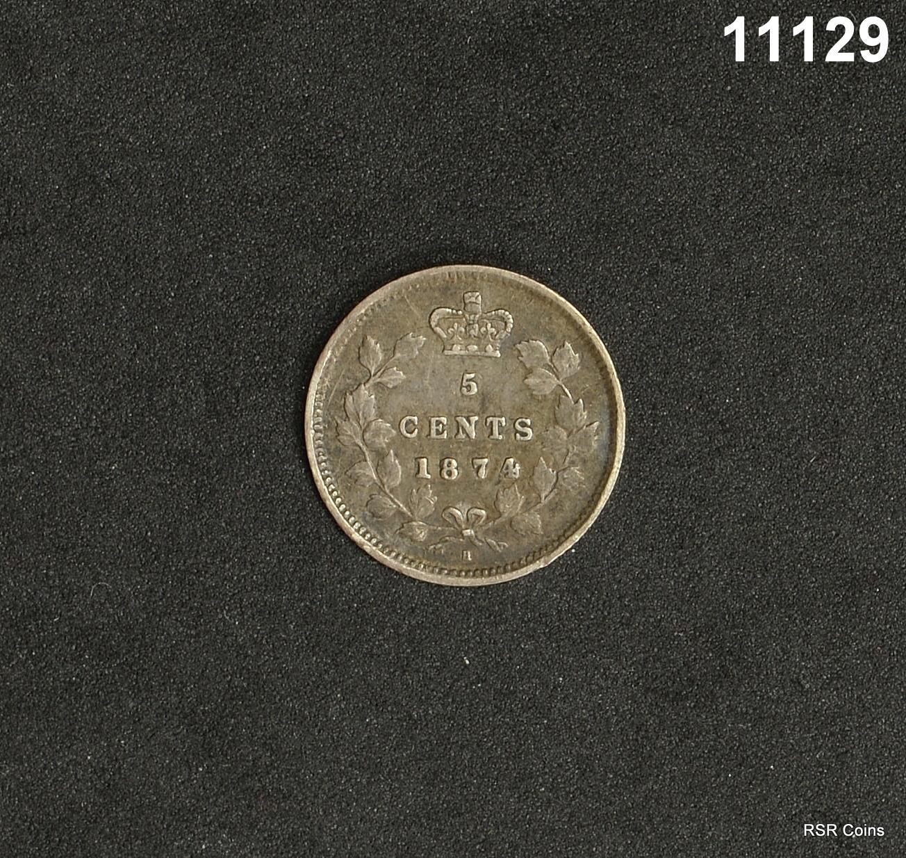 1874 H CANADA FIVE CENT SILVER XF SCARCE! #11129