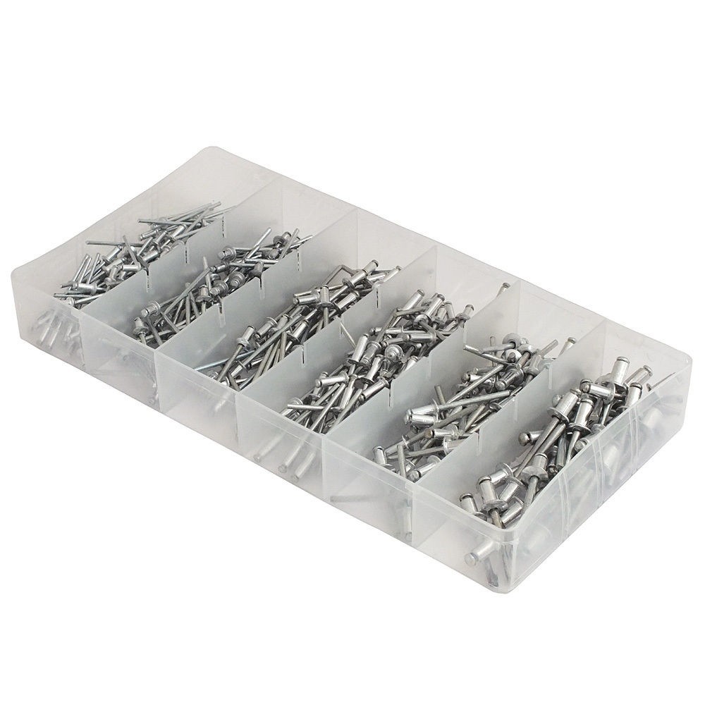 HEAVY DUTY HAND RIVETER 4 HEAD NOZZLE POP RIVET GUN PLUS 395 ASSORTED RIVETS