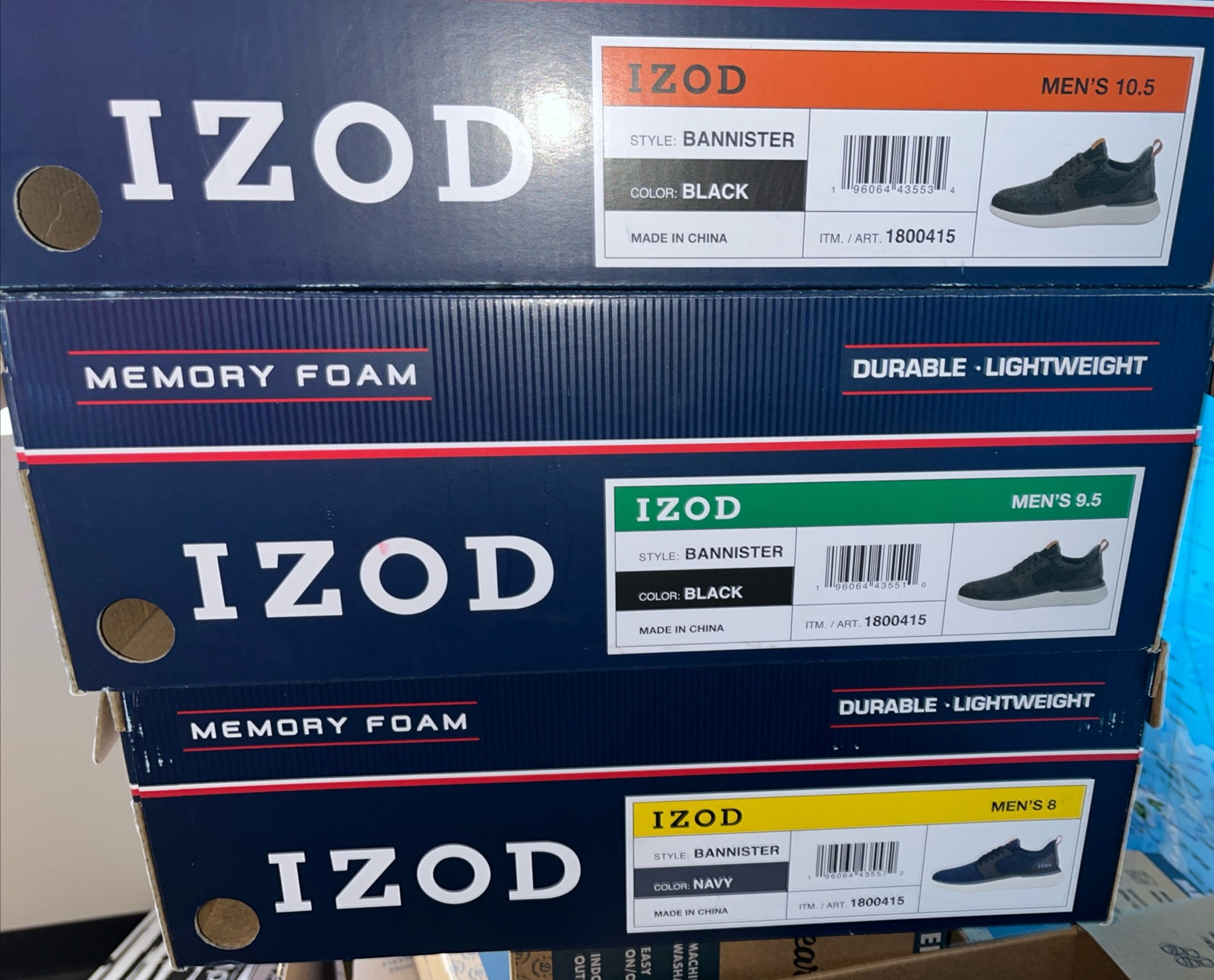IZOD “Bannister” Men’s Lightweight Stretch Textile Sneaker [Black] NEW Pick Size