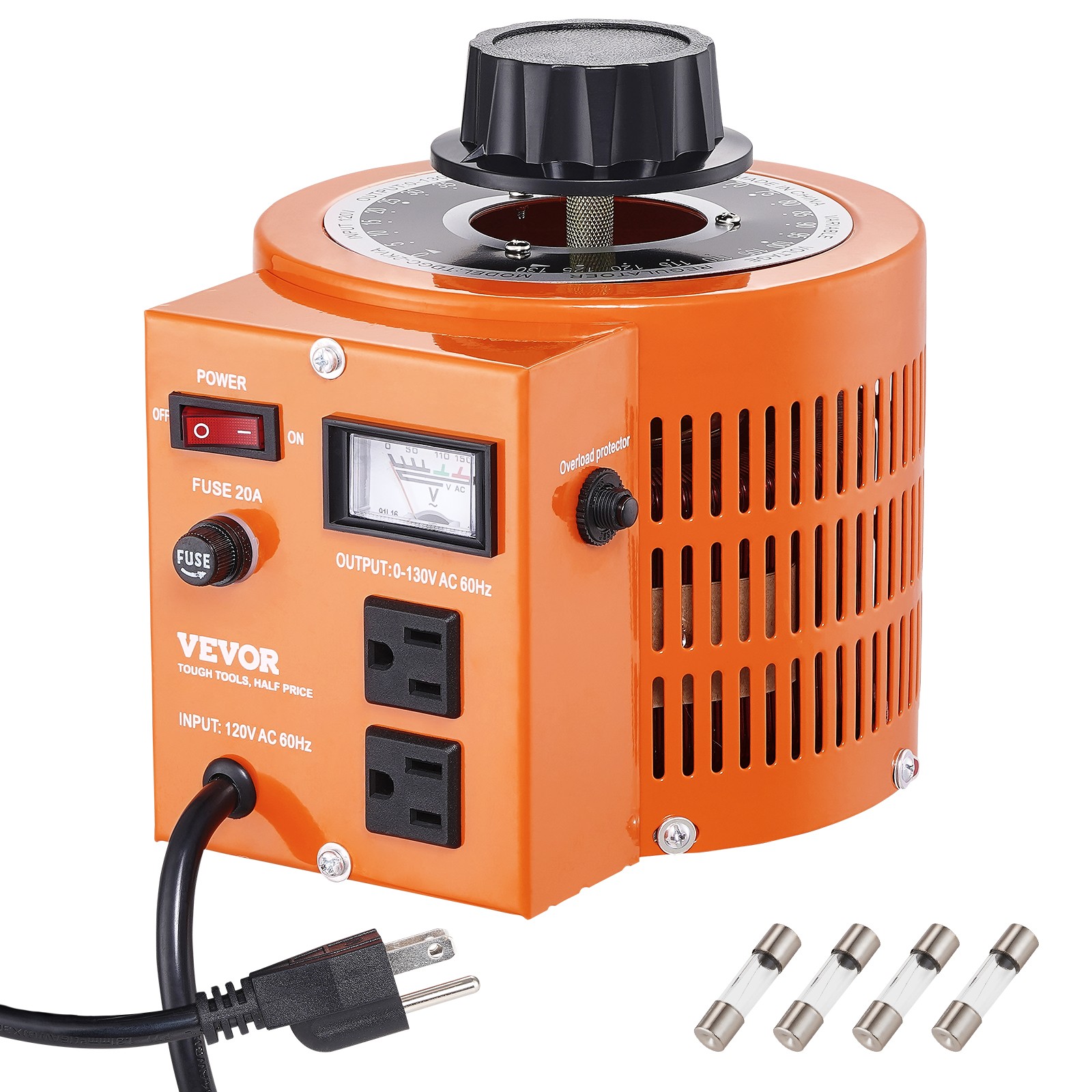 2000VA Variable Voltage Transformer 15.3A 0-130V AC Voltage Regulator UL