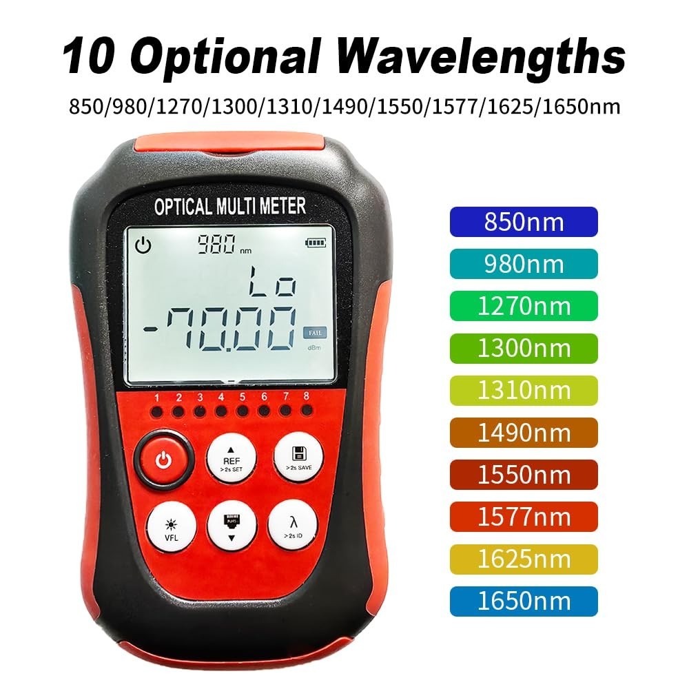 Integrated Optical Power Meter with VFL & RJ45 Functions - Lightweight & Precise
