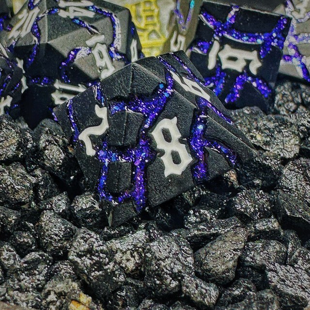 Sage's Warp Stones White Dwarf Star Metal Polyhedral Dice Set | Dnd RPG