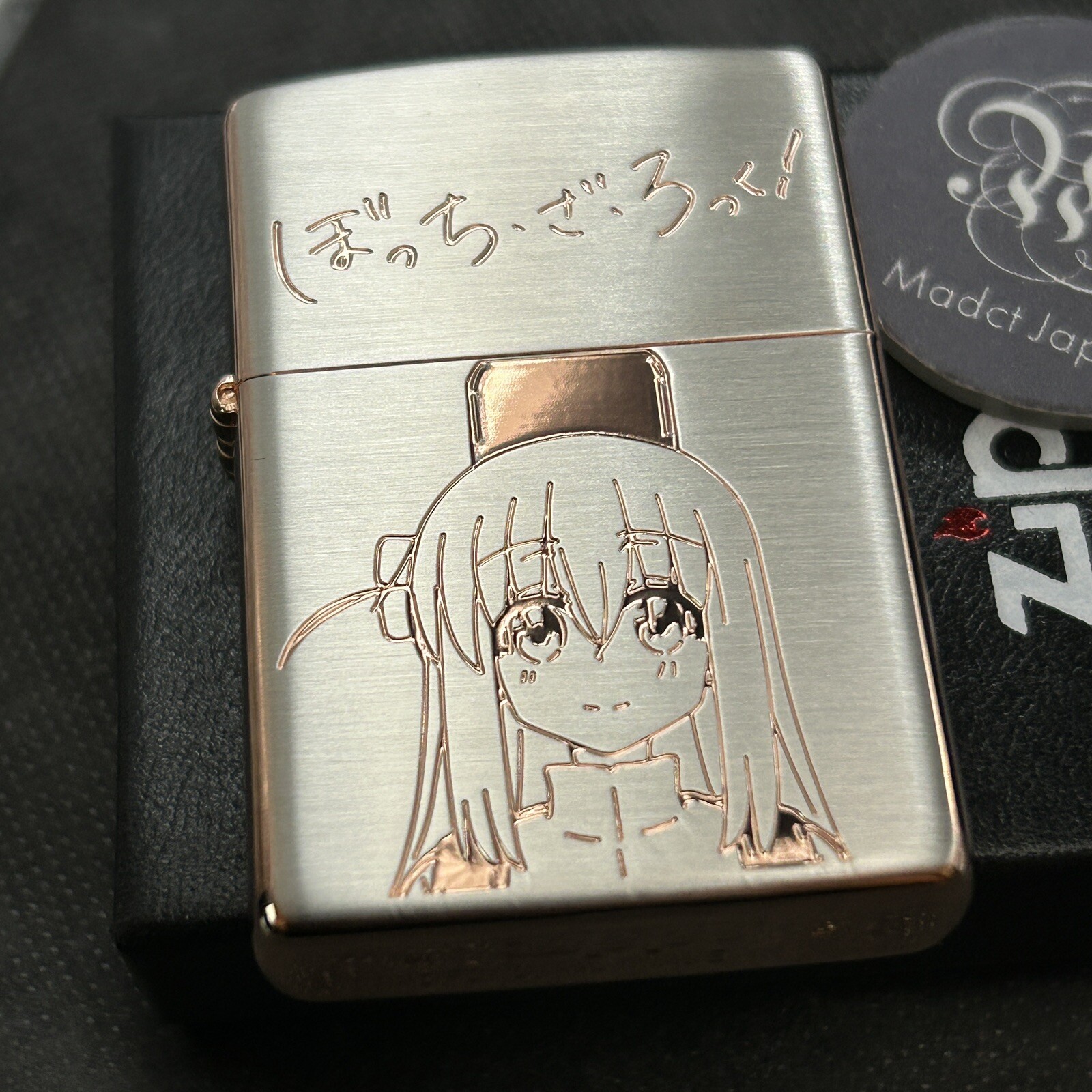 Zippo Bocchi The Rock Hitori Goto Pink Silver 3 Sided Etching Lighter JP