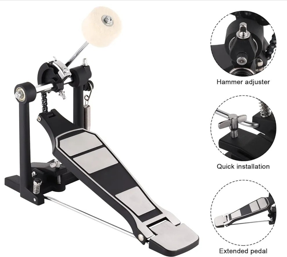 Bass Drum Pedal Hammer Single Chain Bass Drum Pedal with Drum Beater Stick