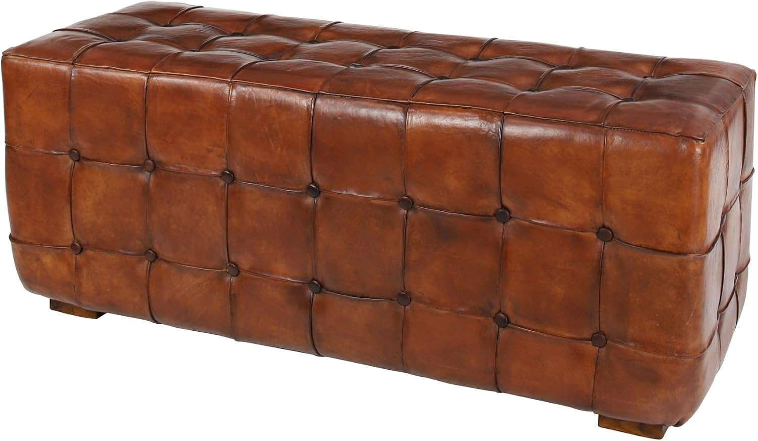 Deco 79 Leather Home Bench Tufted Upholstered Entryway Bench, Bedroom Bench 48"
