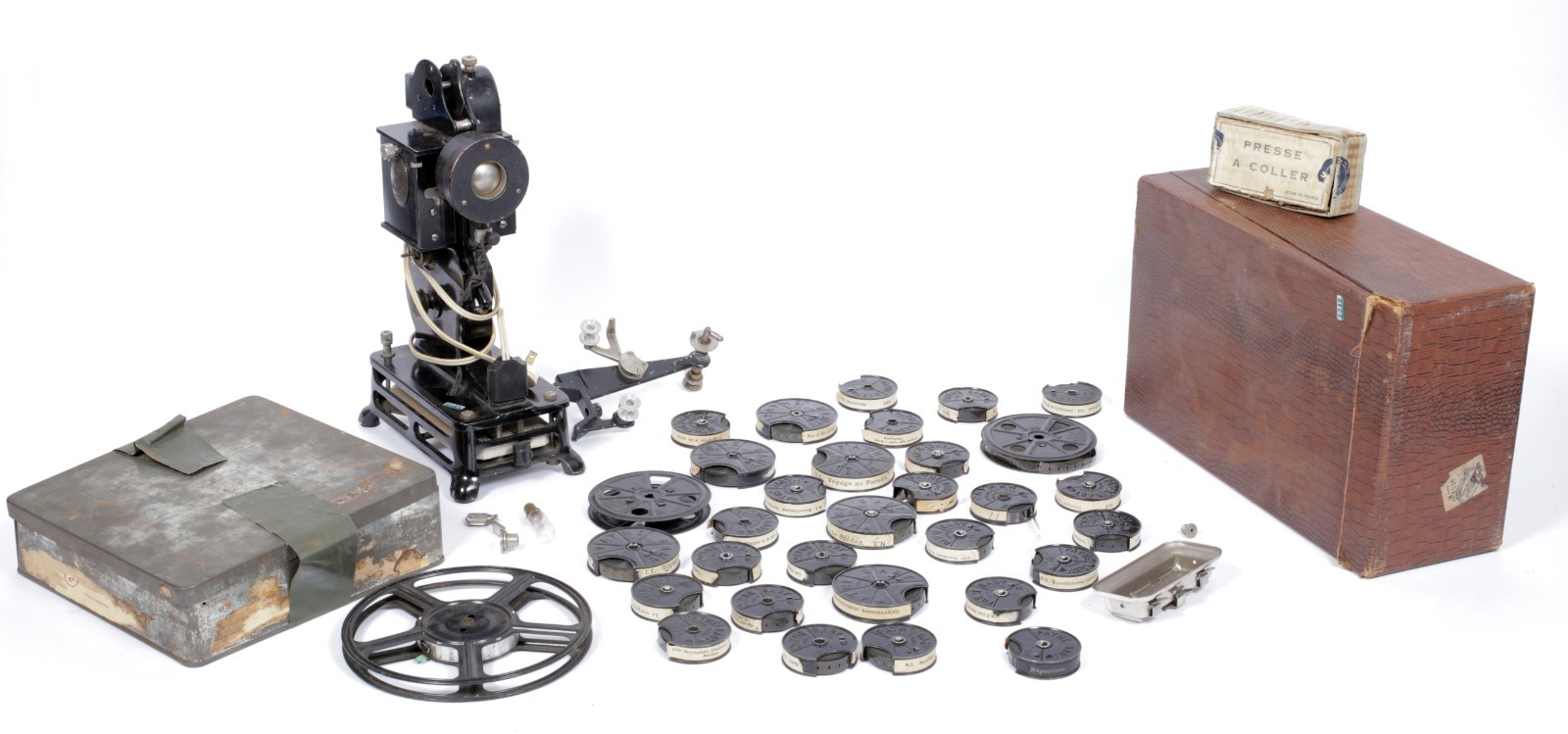 Pathe Baby 9.5mm Cine Projector with case and a collection of films #2345