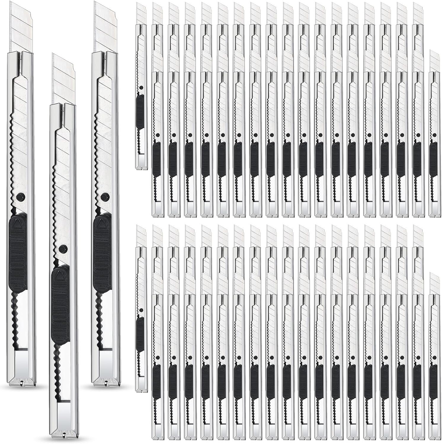 ✅75 pcs. Utility Knife Retractable Snap off Box Cutters 9mm Wide Razor Blade
