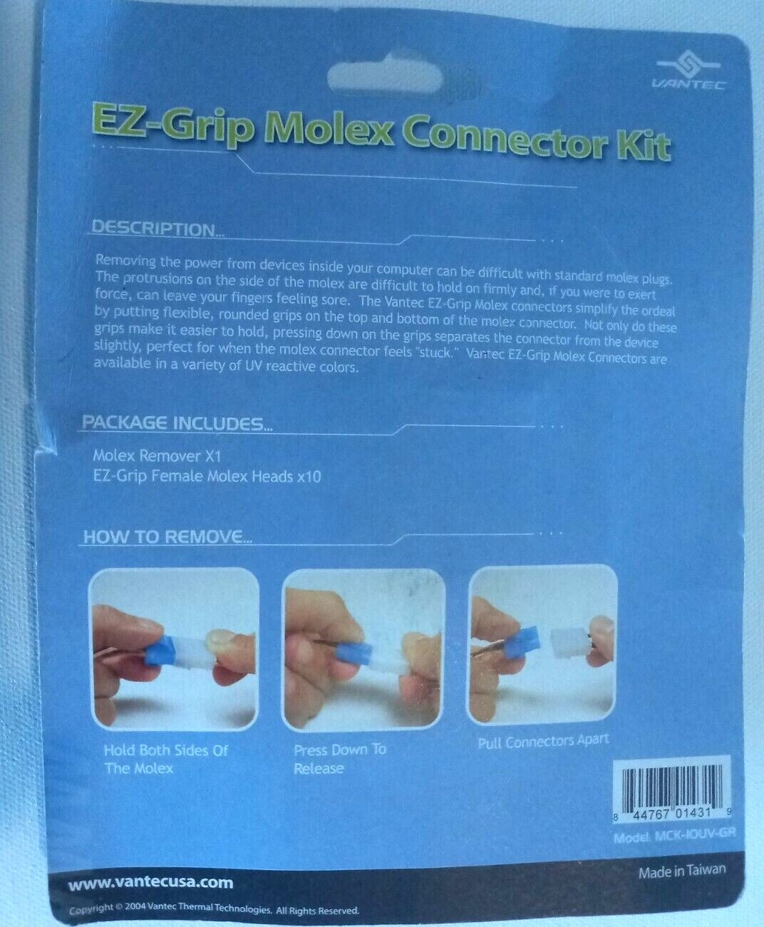 Vantec EZ-Grip UV Reactive Molex Connector Kit With Molex Remover Included