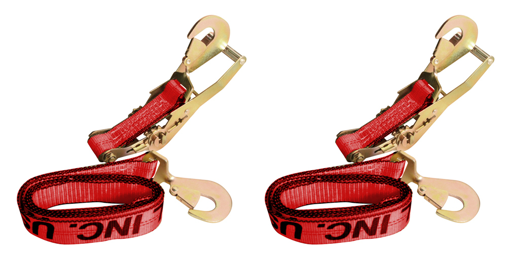 2" x 10' Ratchet Tie Down Straps Snap Hooks Auto Hauler Trailer 3335 lb WLL Pair