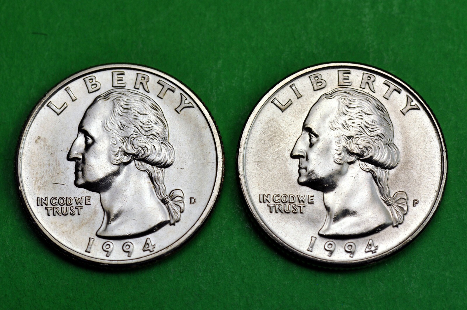 1994 P & D  BU Mint State Washington US Quarters  ( 2 Coins )