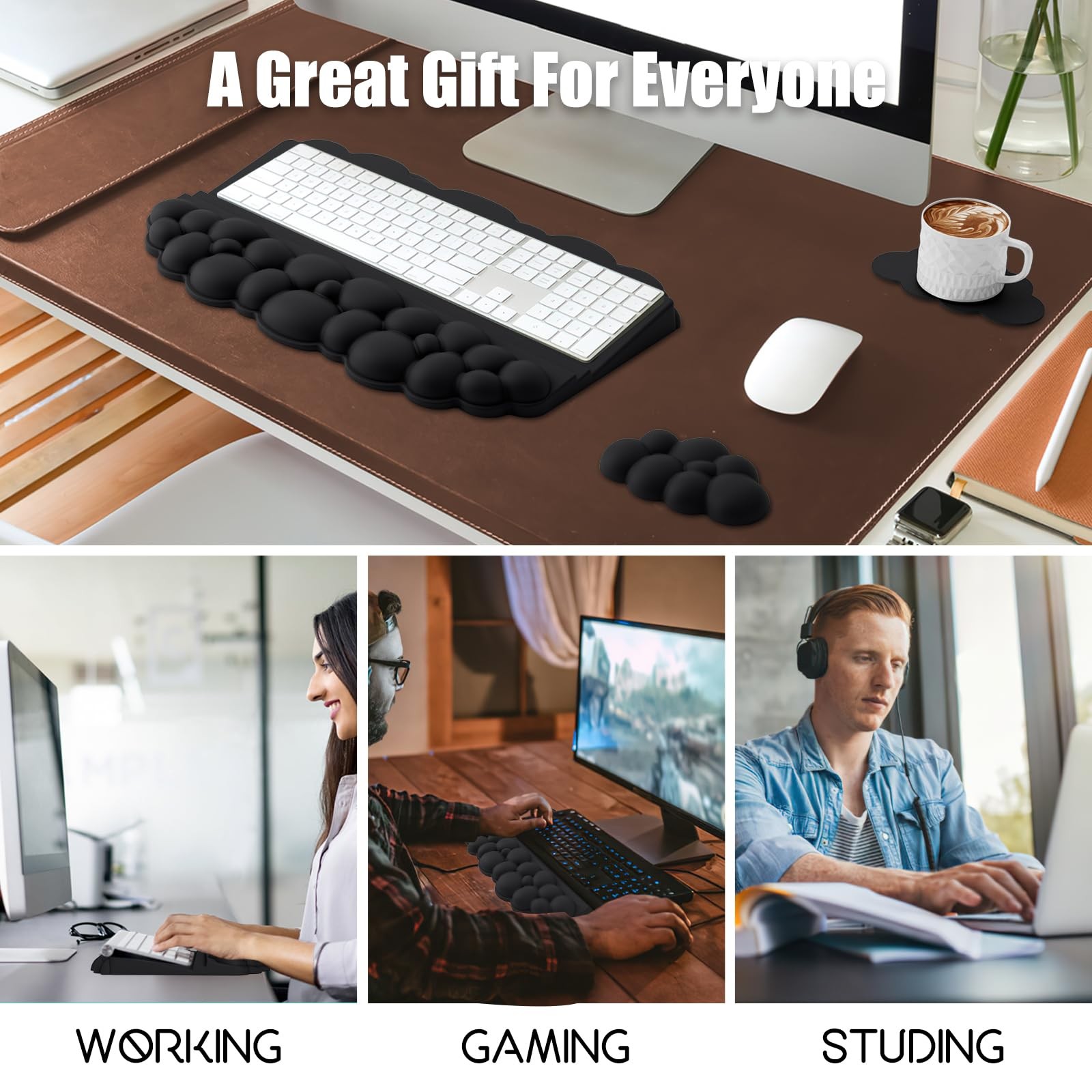 Ergonomic Wrist Rest for Keyboard and Mouse, Soft Memory Foam Cloud Keyboard ...