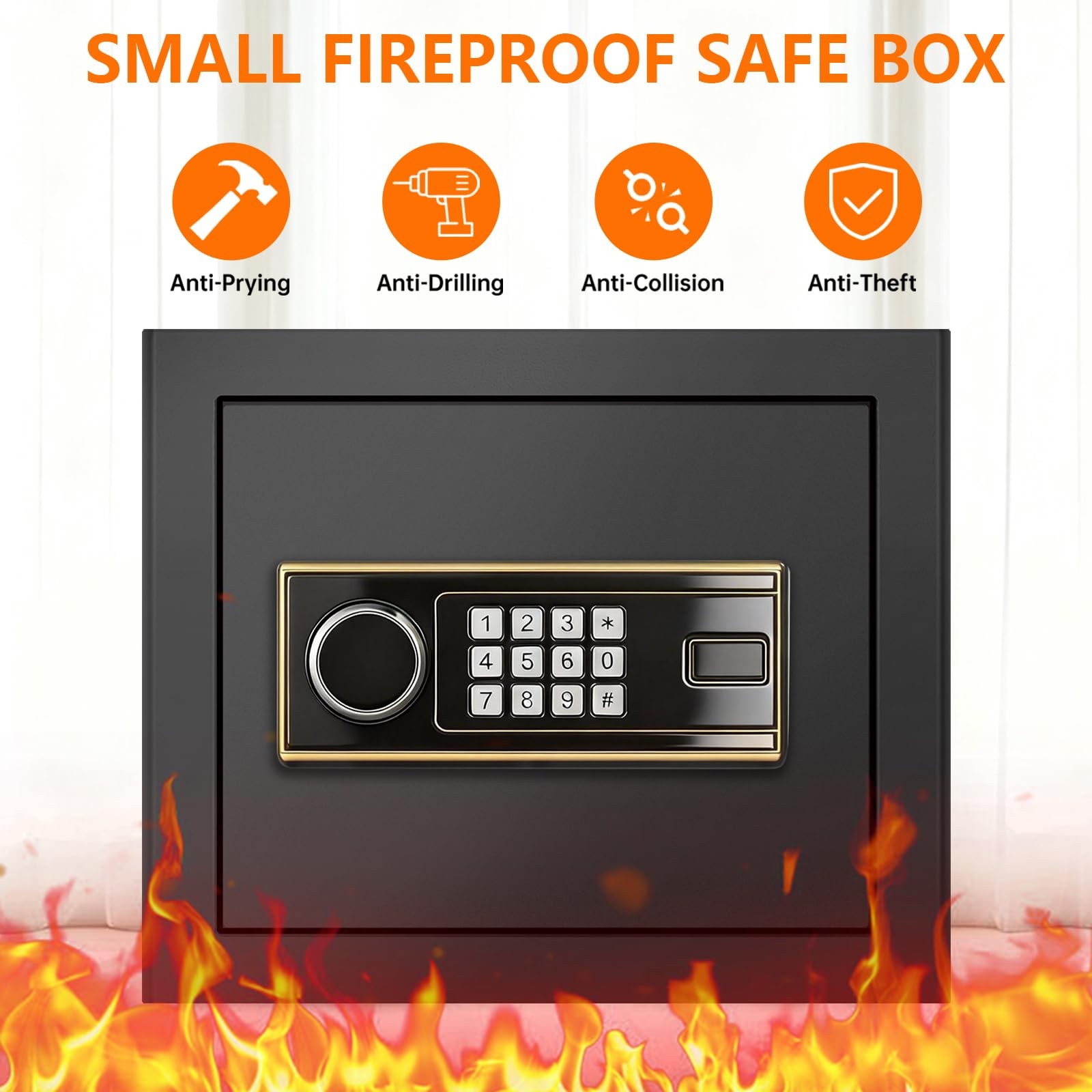 1.4 Cuft Small Fire Safe Box for Home, Security Safe Box Fireproof Waterproof...