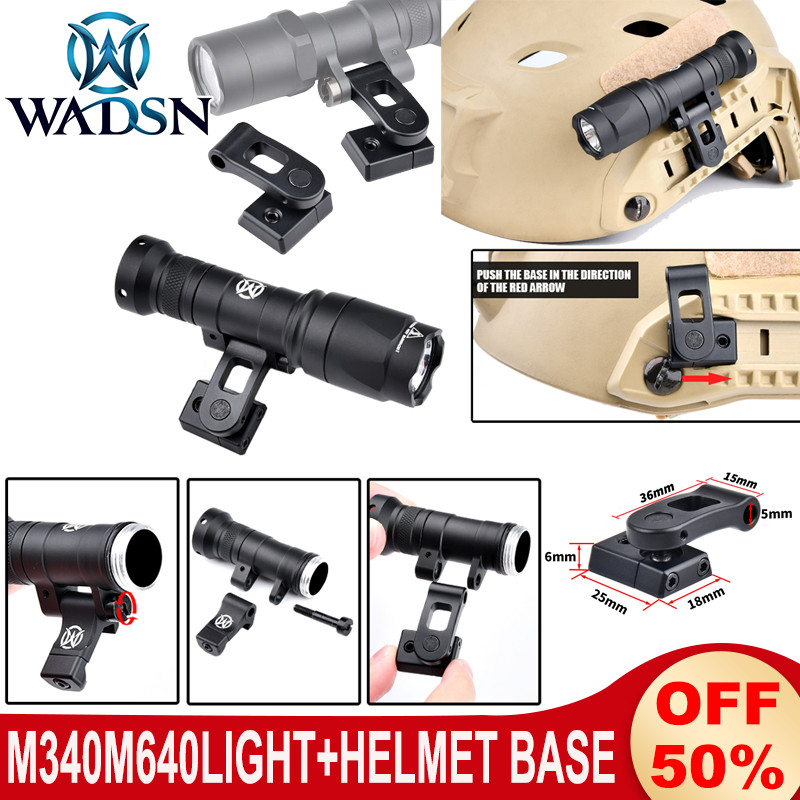 WADSN Fast Helmet Mount With M340 M640 Flashlight M340C M340B M640B M640U M340W
