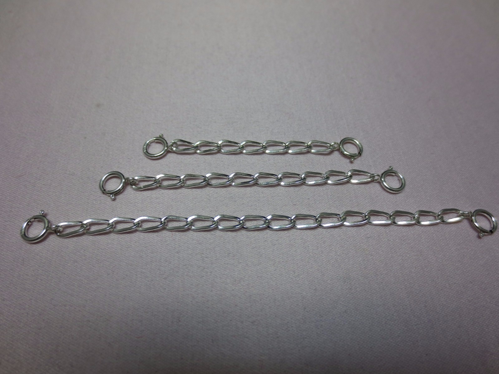 SOLID STERLING SILVER 3.0mm 11 INCHES EXTENDER / SAFETY CHAIN W/ SPRING RING