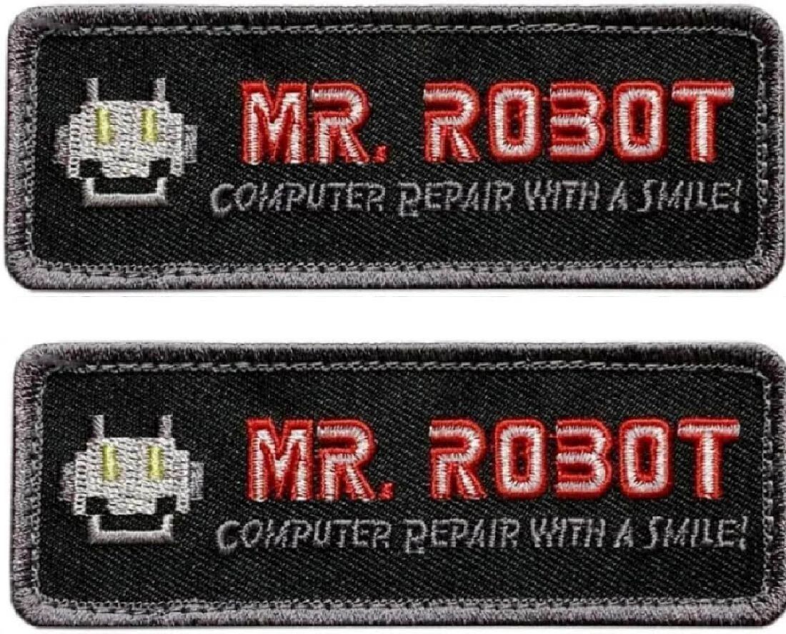 MR Robot Fsociety Computer Repair Smile Embroidered Patch -2PC Hook Back 4"X1.5"