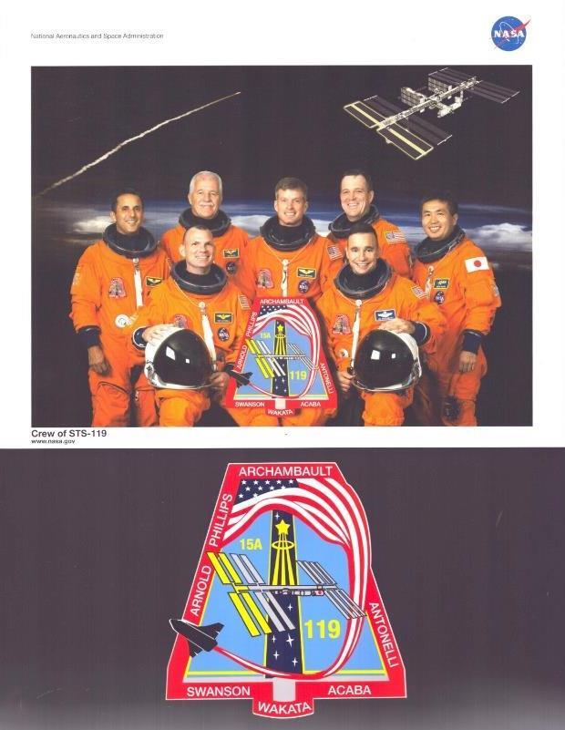 STS-119 NASA SPACE SHUTTLE DISCOVERY  CREW 8 x10" PHOTO/DECAL MINT CONDITION