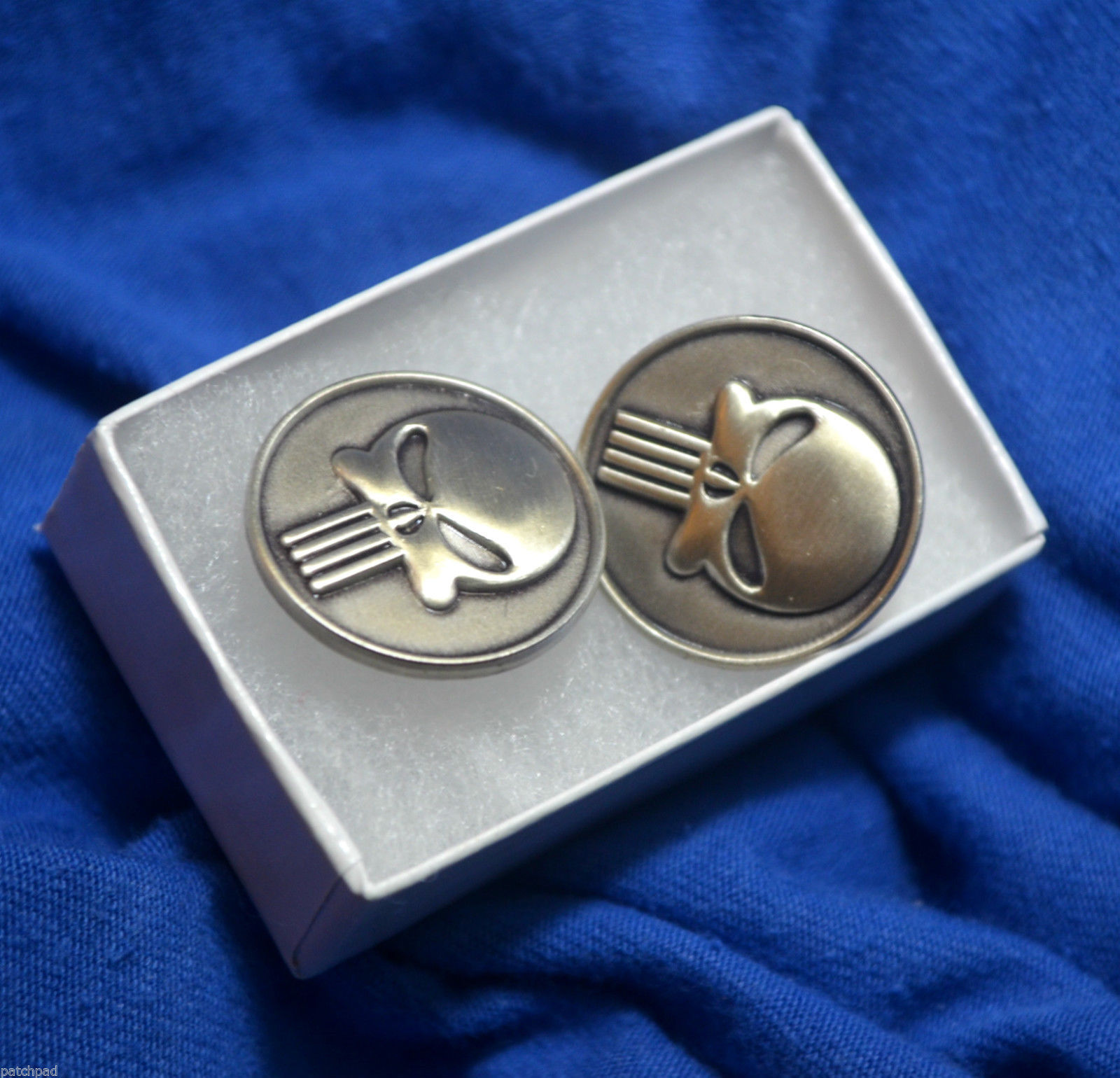 Terminator SKULL EMBLEM MEDALLION 3/4" Silver Finish PIN for Your GUN GRIPS