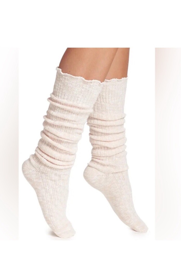NORDSTROM WOMENS KNEE HIGH SLOUCH SOCKS PALE PINK  MARL OS NWOT