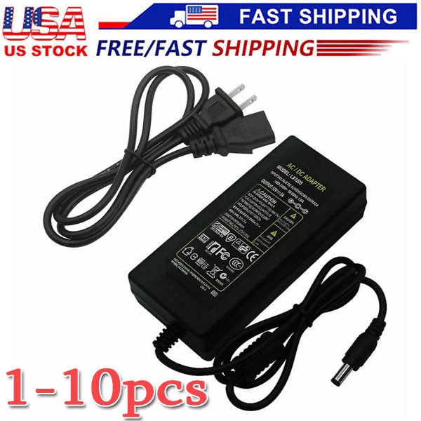 12V 5A 5 AMP 60W DC Power Supply Adapter Transformer LED Strip CCTV PC 5050 USA