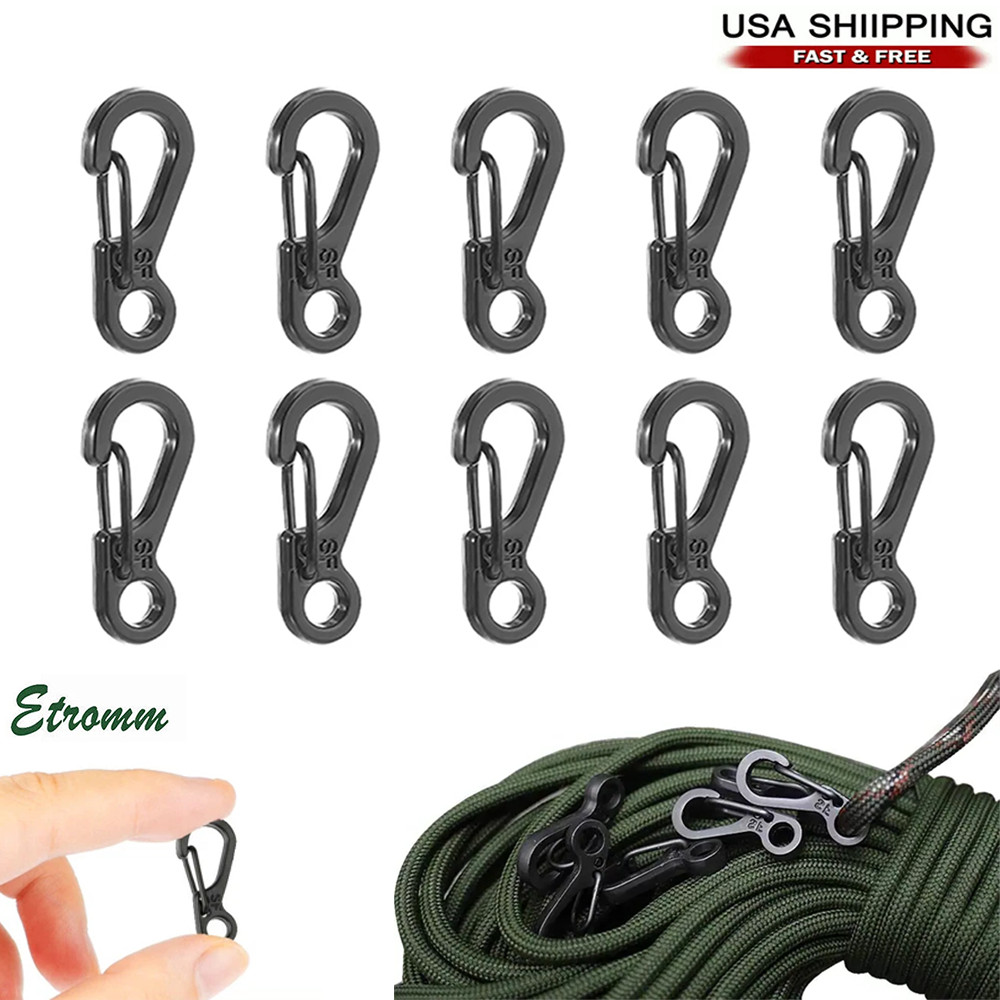 10PCS Aluminum Carabiner Snap Hook Cilp Backpack Paracord Clasp Keychain Outdoor