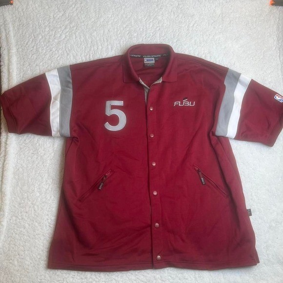 Fubu nba red mens button snap heavy jersey Y2K