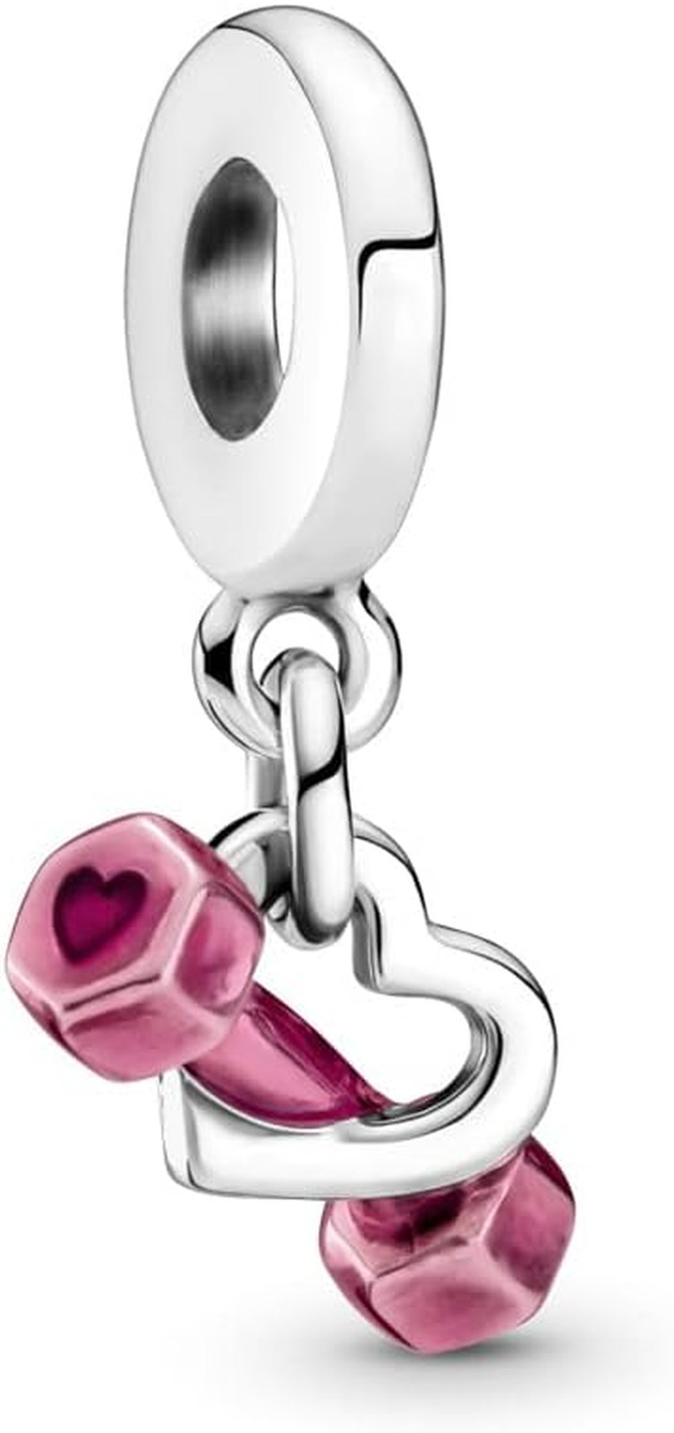 Dumbbell & Heart Dangle Charm 925 Sterling Silver Pendant,Jewelry Beads Gifts fo