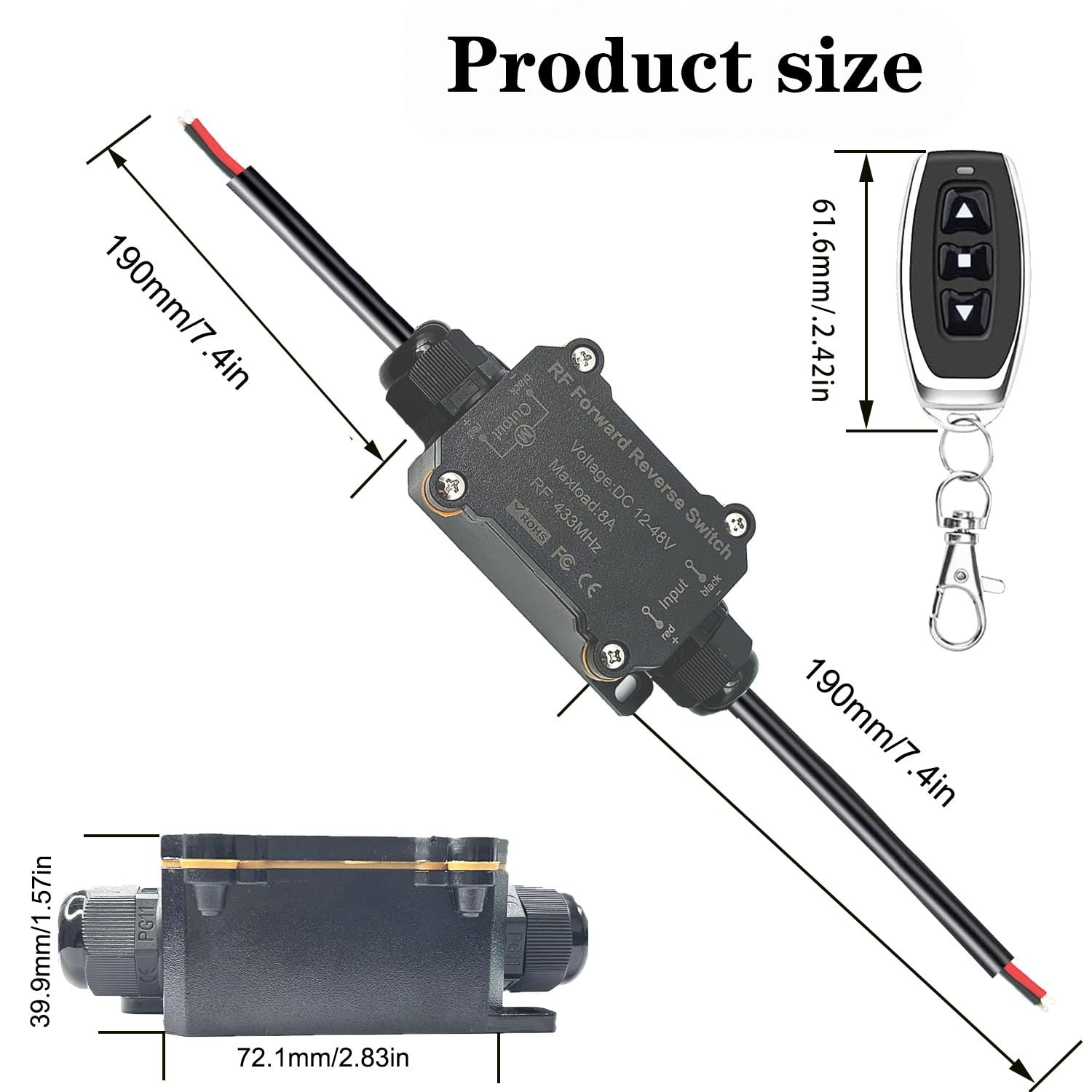 NEWNEWLIU DC12V Forward and Reverse Remote Control Switch，Waterproof Wireless...