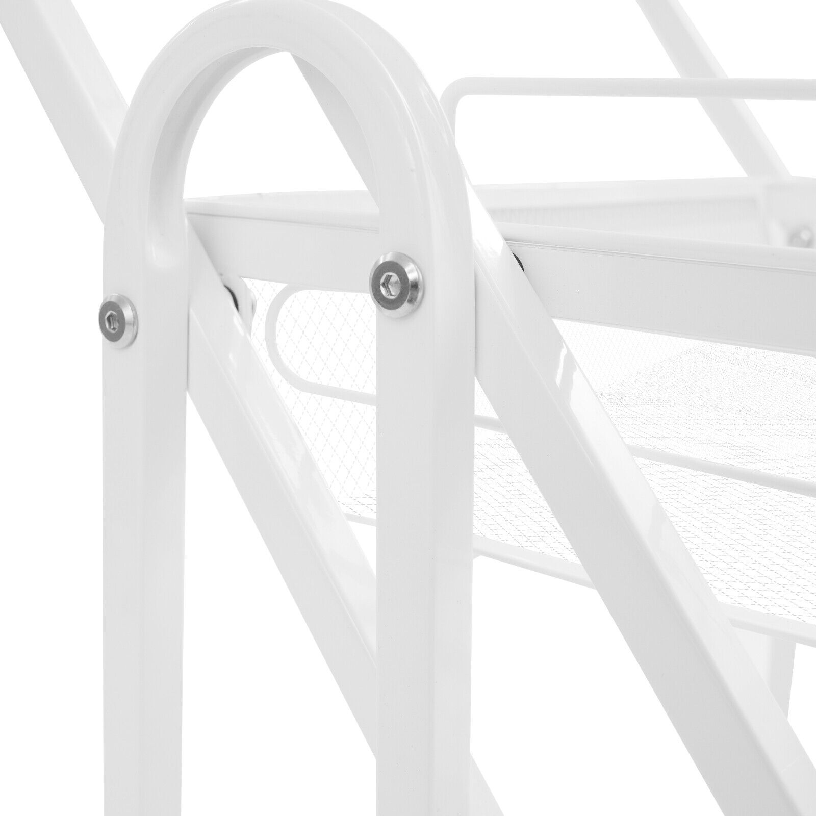 3-Tier Multi-Functional Storage Cart Metal Rolling Utility Cart White Adjustable
