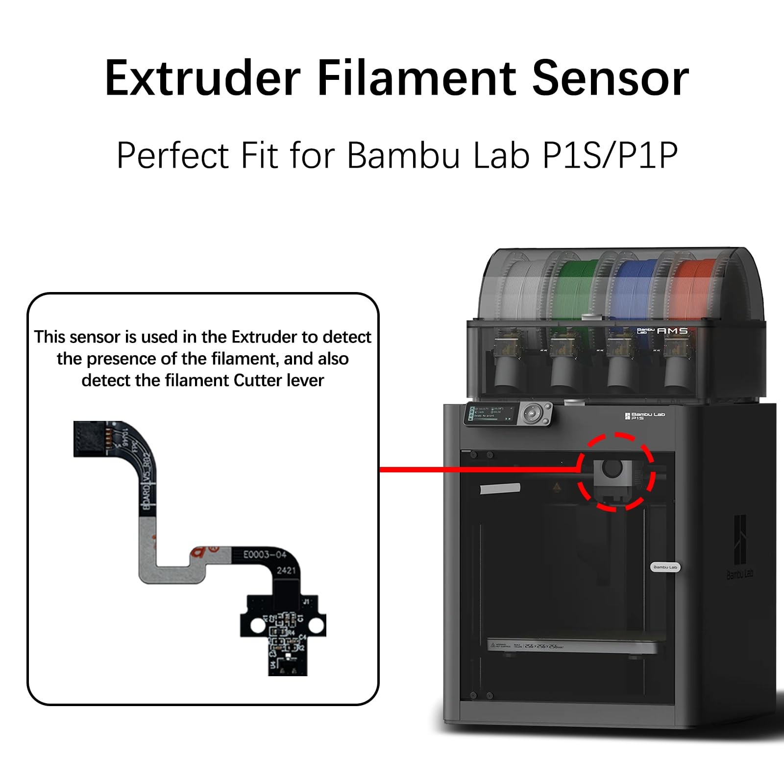 Bamboo P1S Hotend & Extruder Hall Switch Board, Filament Sensor...