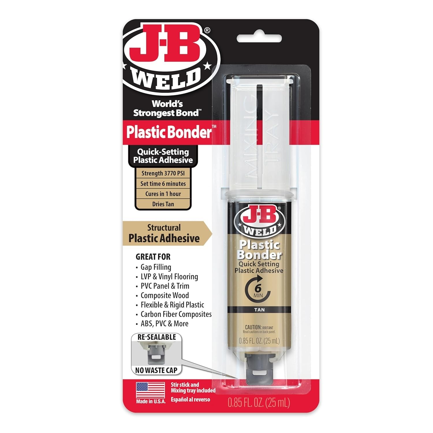 JB Weld Plastic Weld Quick Setting Epoxy Syringe Bonder Repair Glue Black