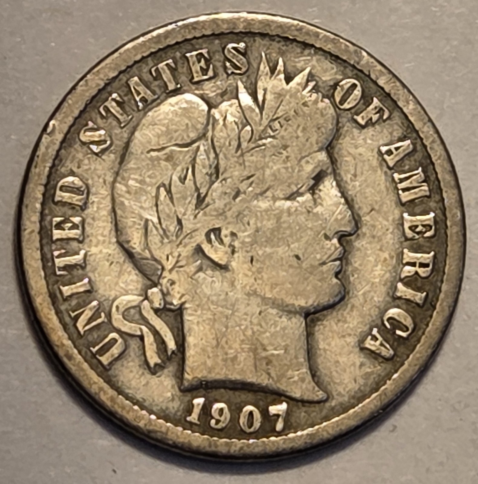 #2 Nicer Low Mintage fine++ 1907 S Barber Liberty Dime