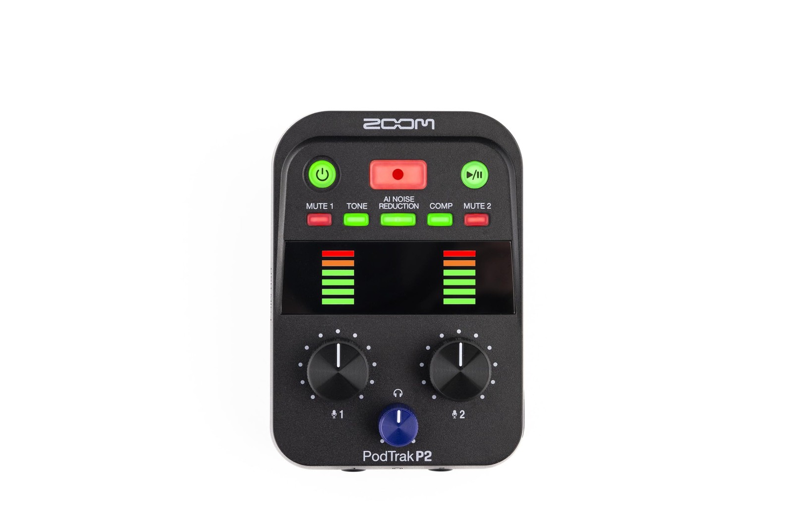 PodTrak P2 Podcast Recorder with 2 USB Mic Inputs, 2 Headphone Outputs, AI Noise