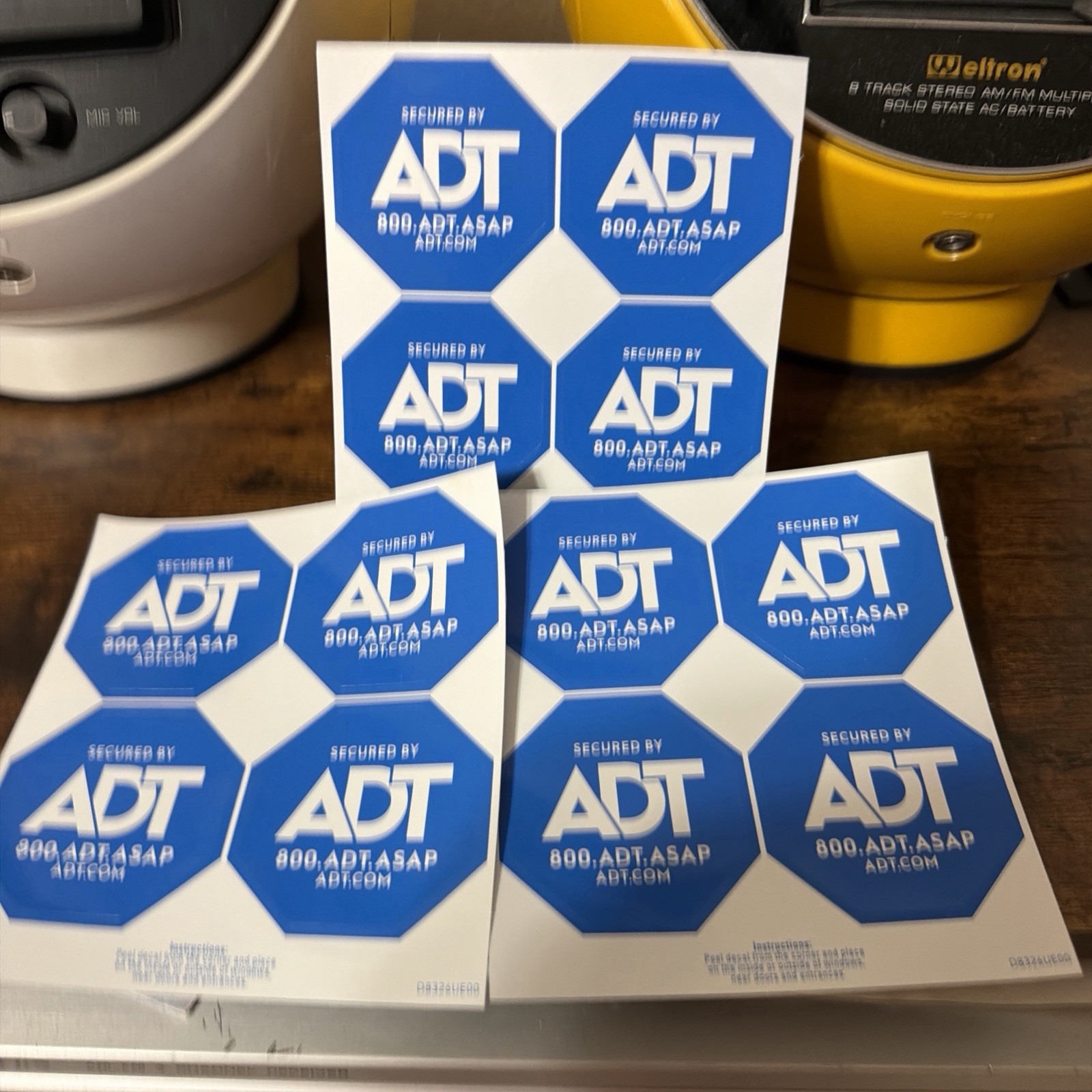 ADT Security Window Decals Dark blue.  12 Self-Adhesive Double-Sided Vinyl