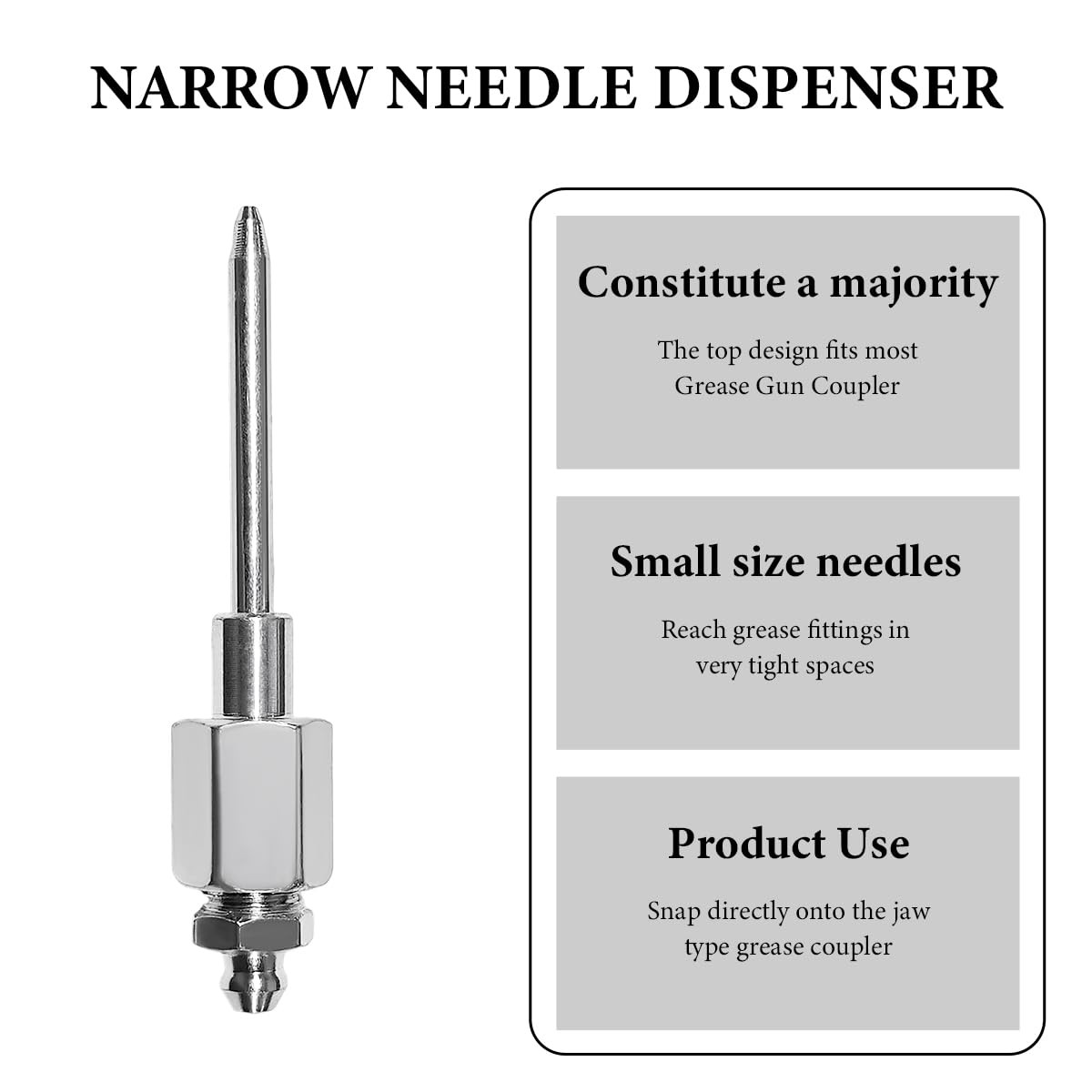 DXNQ 7 PCS Grease Needle Accessory Set, 5 Nozzles 1 Silver