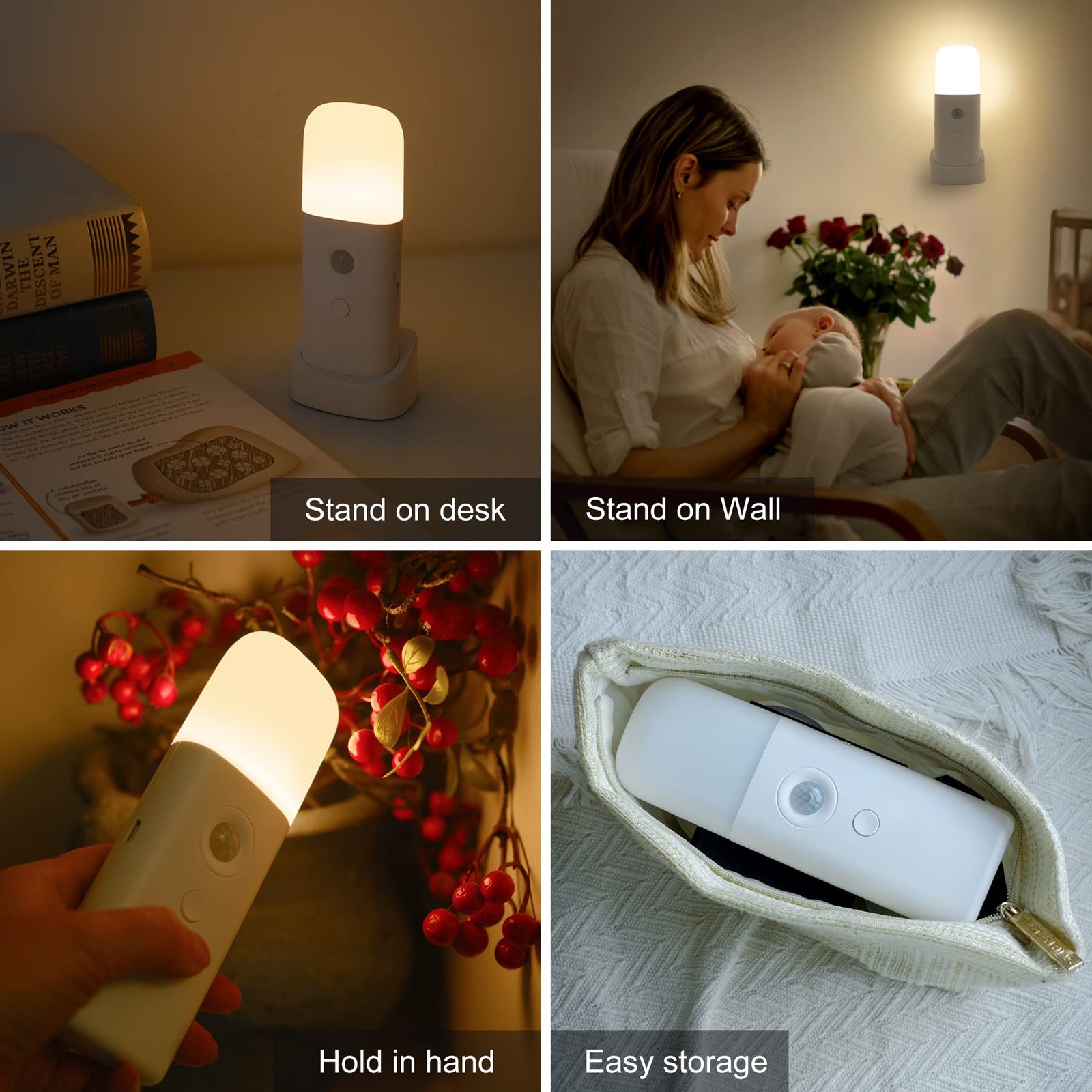 Motion Sensor Night Light, 2000mAh Rechargeable Night Lights Battery Powered,...