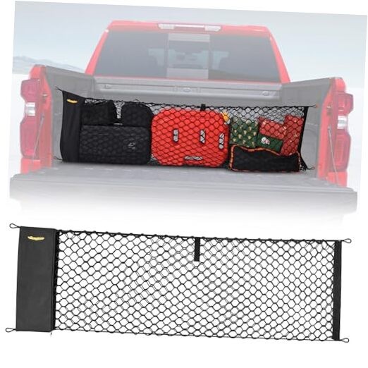 Envelope Style Trunk Cargo Net Compatible with Chevy Silverado 2013-2024