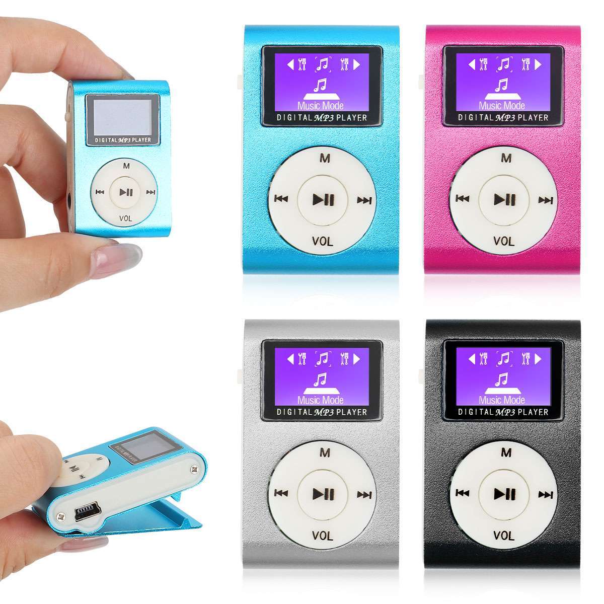 Mini MP3 Music Player With Digital LCD Screen Mini Clip Support 32GB Micro SD