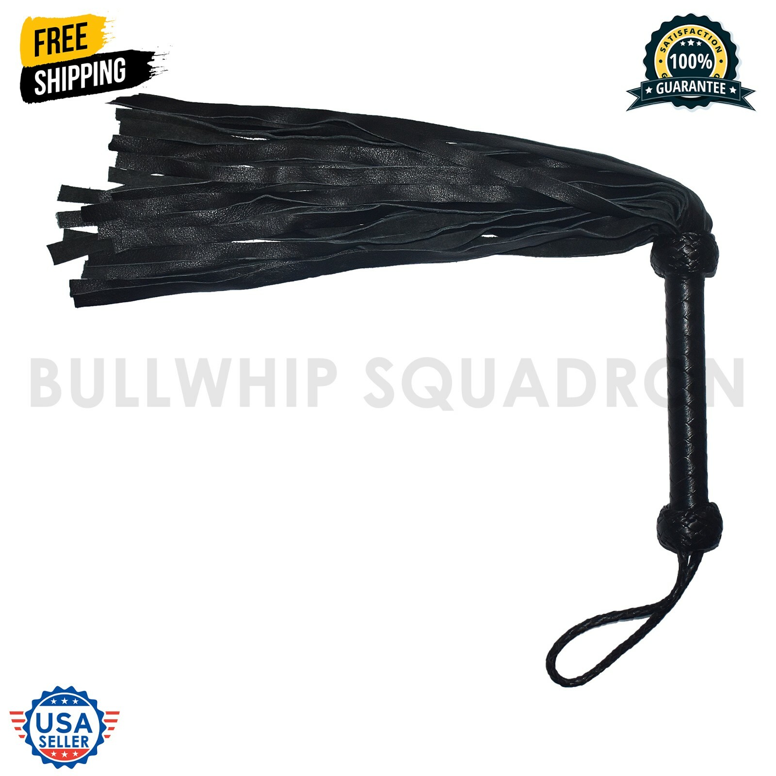 Real Black Cow Hide Thick Leather Flogger 35 Suede Tails Thuddy Leather Flogger