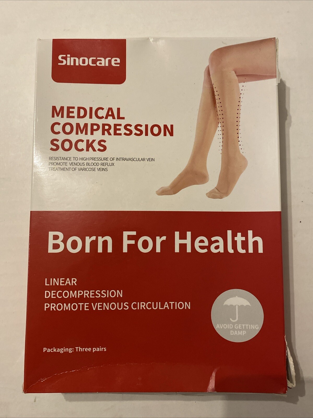 Sinocare AD-II Medical Compression Socks S/M Knee High Black, Beige, Gray NEW