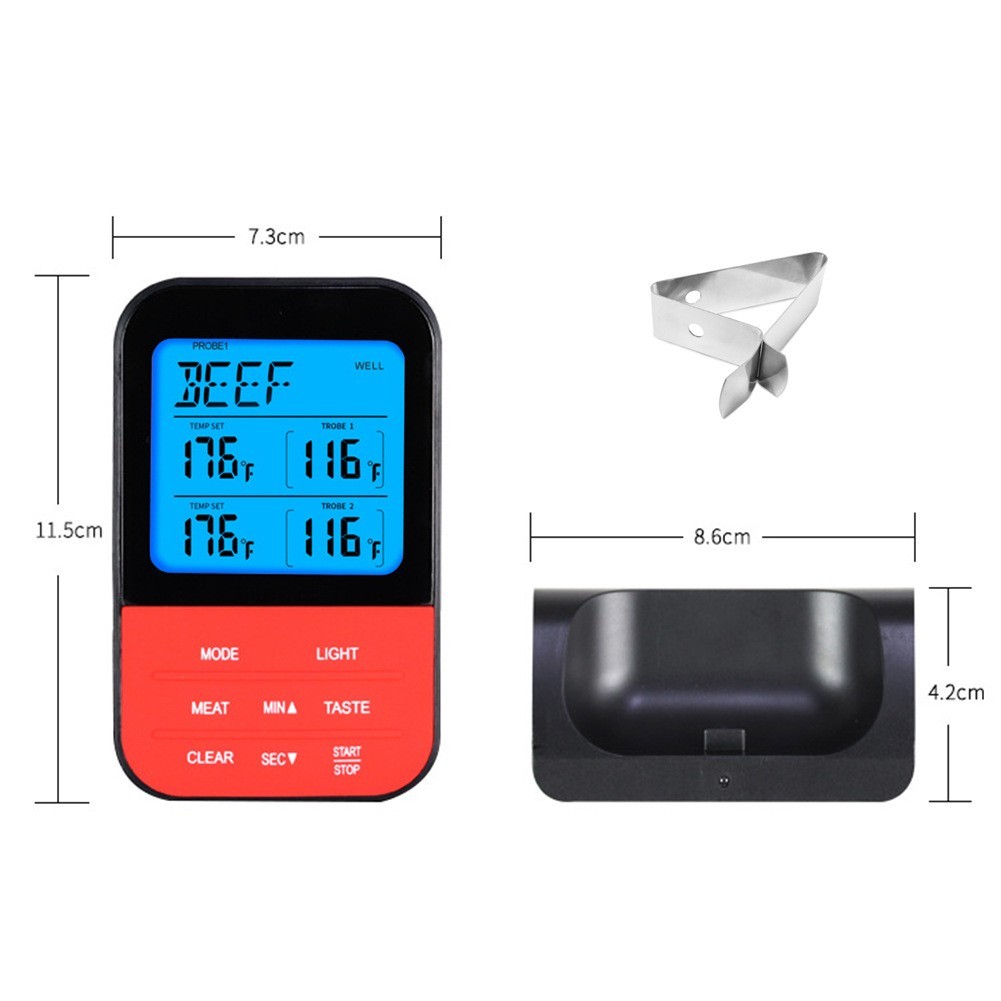 1PC Dual Probe Digital Meat Thermometer BBQ Grill Smoker Oven Turkey Cook Alarm