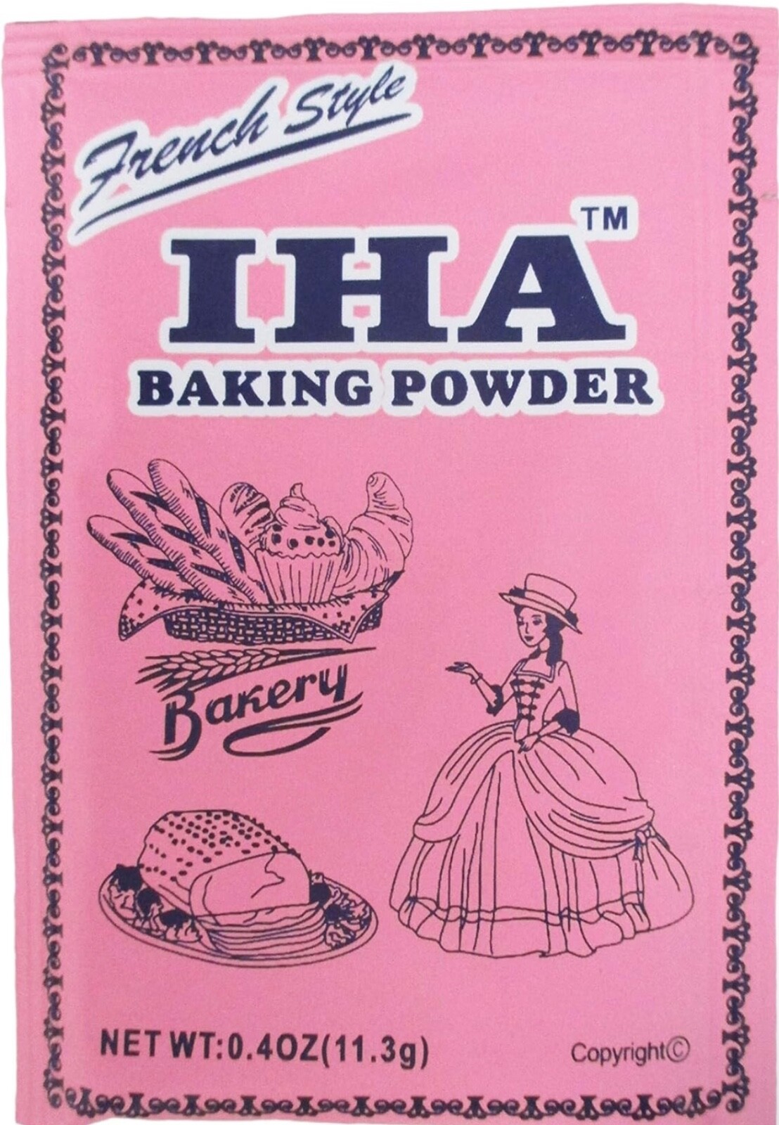 8 x 0.4oz IHA Baking Powder, French Style, Sodium Bicarbonate, USA Product