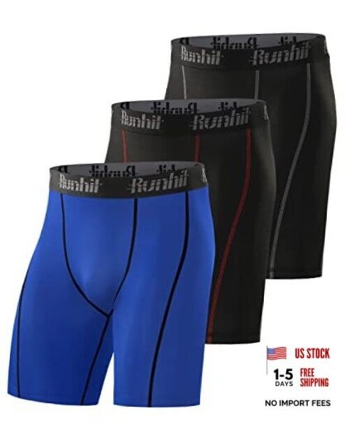 Compression Shorts Men Underwear Medium 3 Pack:black Grey,black Red,blue