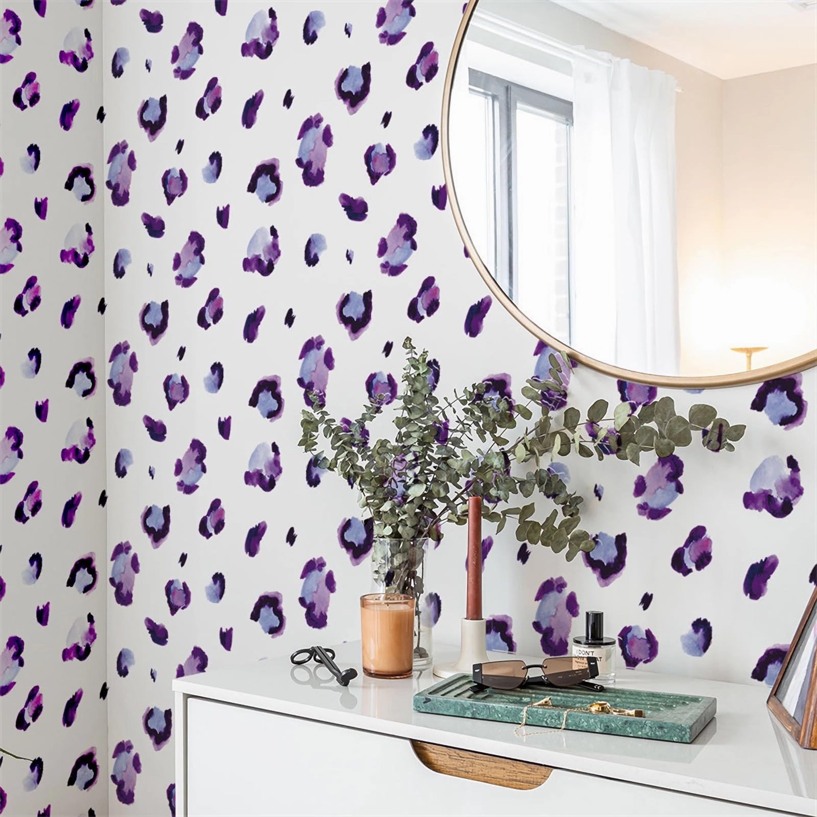 6 Sheets 180 Pcs Purple Leopard Print Wall Stickers, sacinora Animal