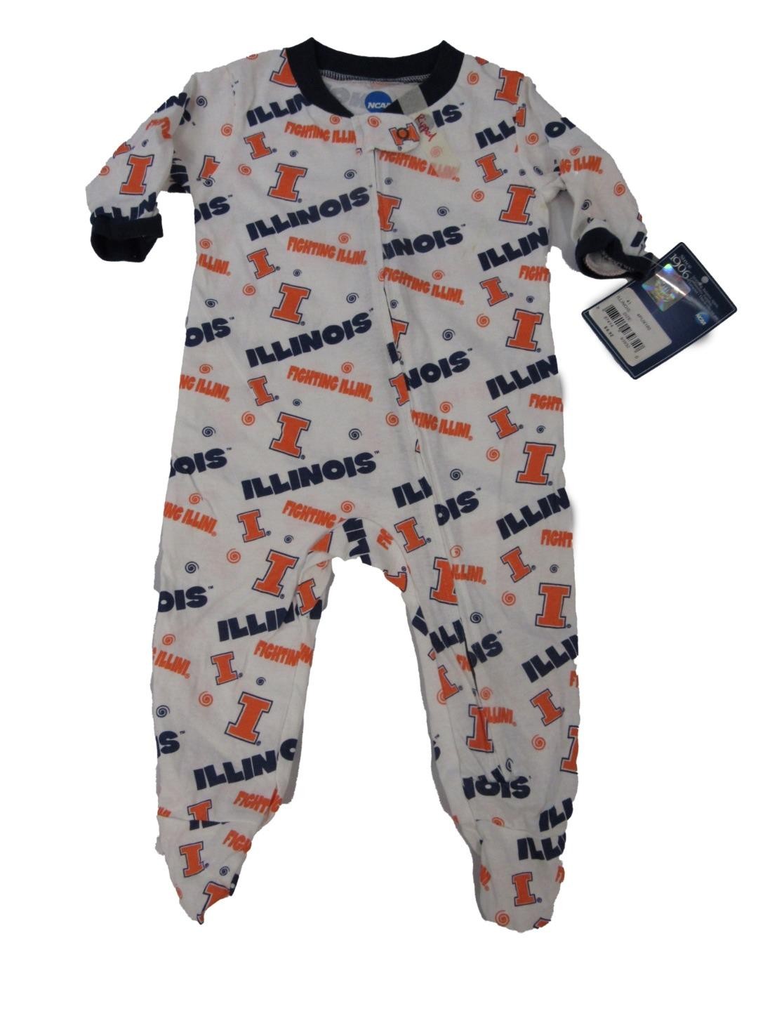 NEW Illinois Fighting Illini Toddler 0-3/3-6/6-9 Month Footie Pajamas
