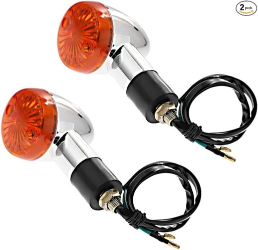 Turn Signal Lights Chrome Bullet 12V Universal for Motorcycle Front Rear Blinker