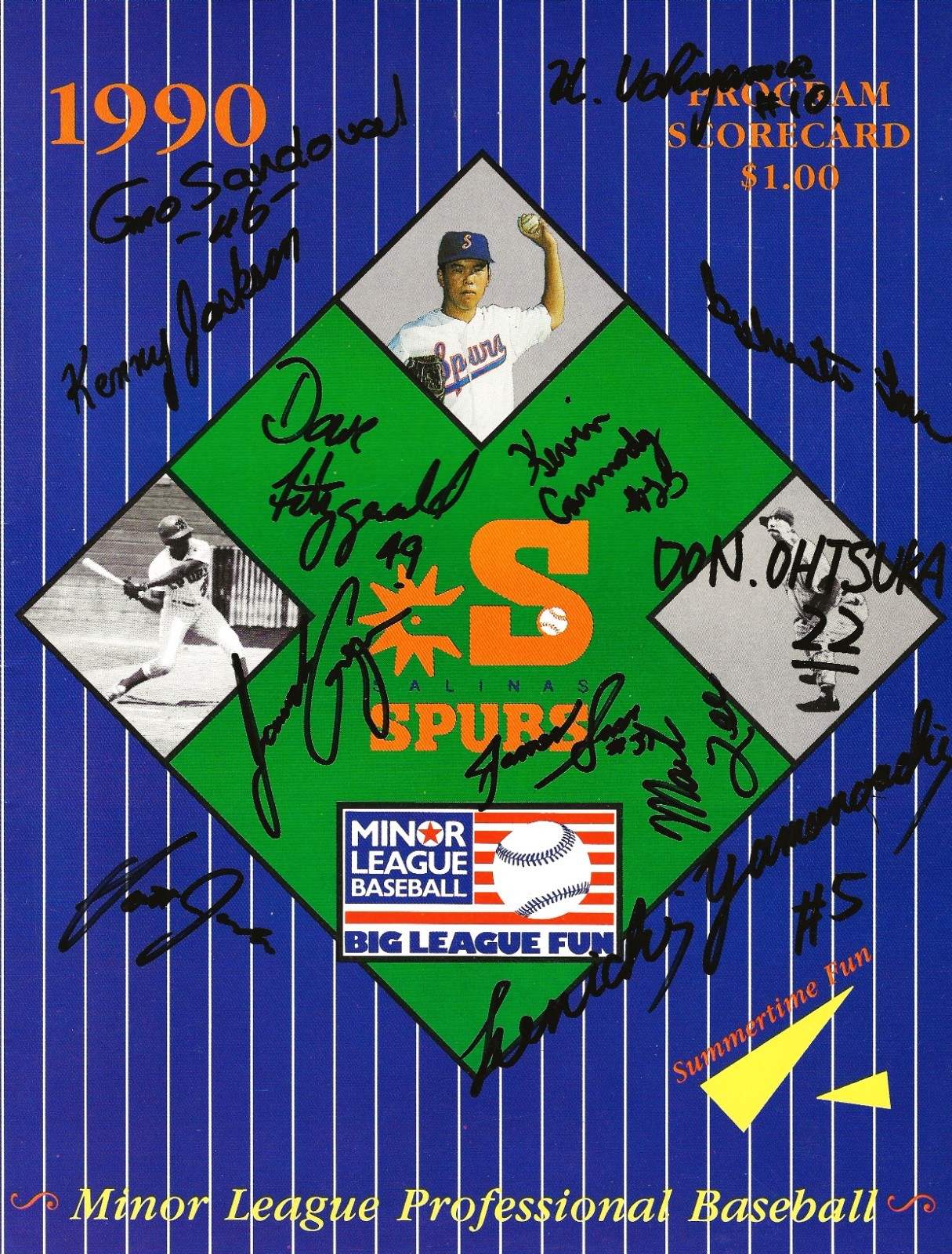 SALINAS SPURS-JAPANESE BASEBALL-1990 TEAM SIGNED PROGRAM-MINOR LEAGUES