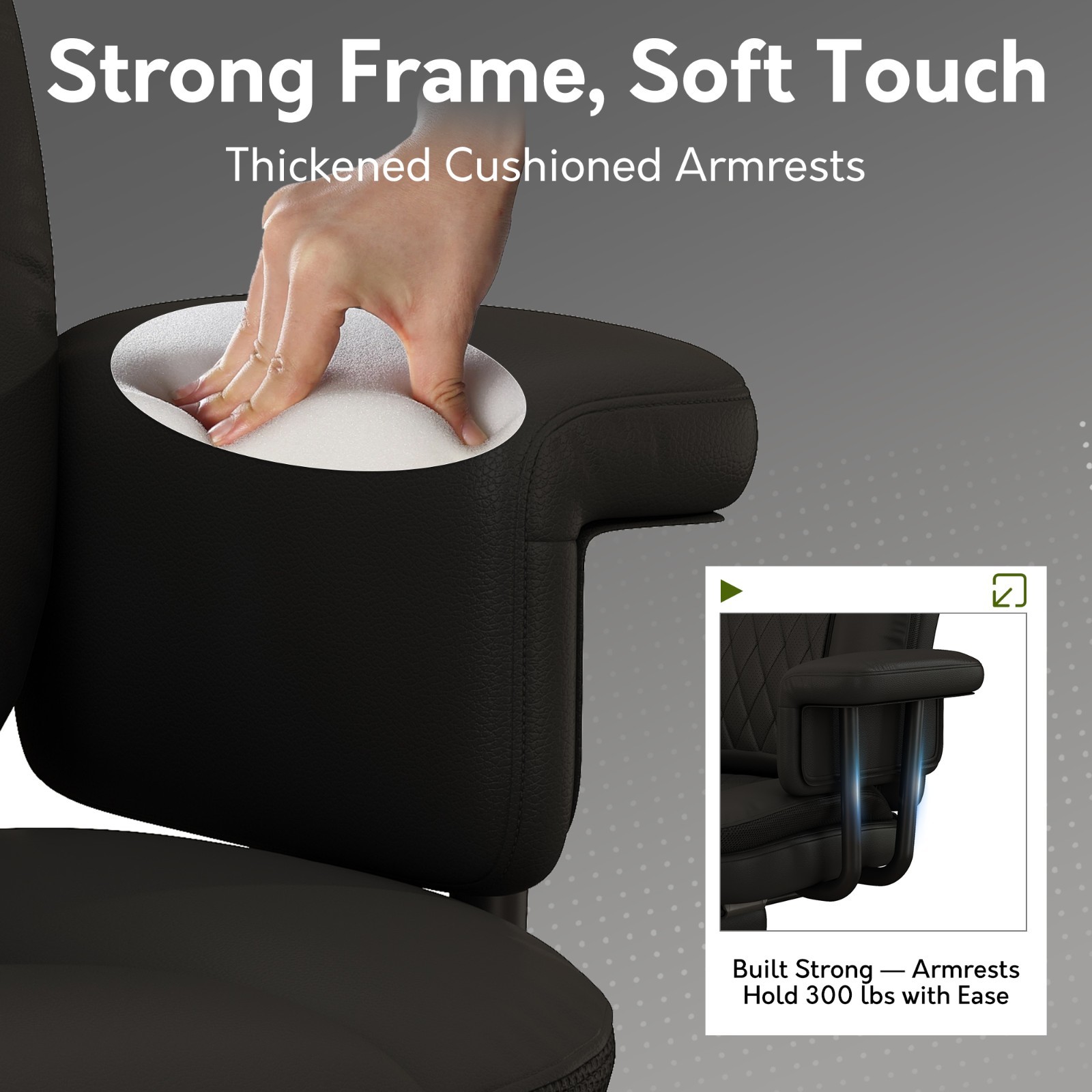 Executive PU Office Chair Big and Tall 400LBS with Reclining Footrest Padded Arm