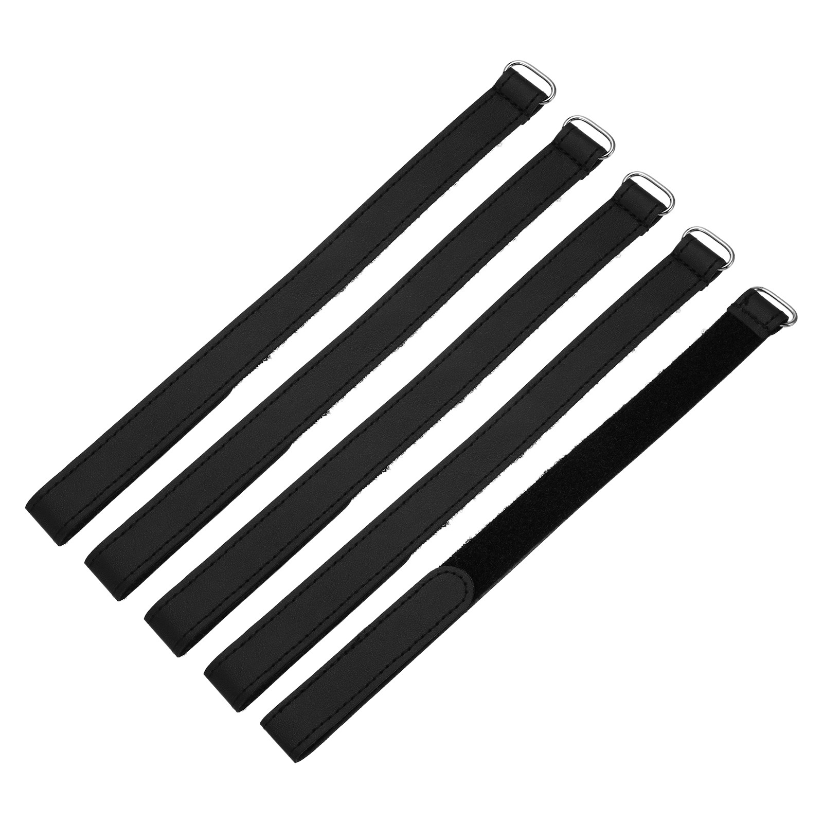 5Pcs Battery Tie Down Straps 0.8x14" Black Leather Hold Down Hook Loop Straps