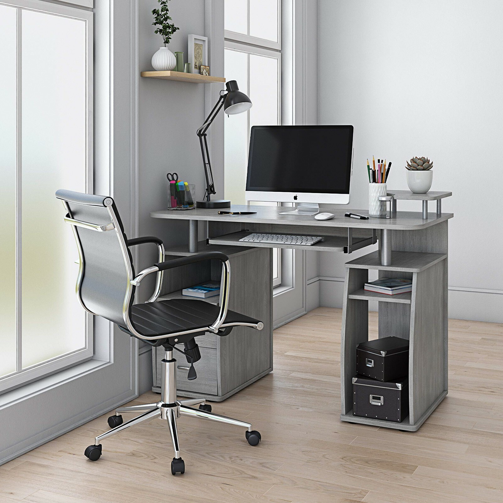 Techni Mobili Complete Computer Desk with Pull-Out Keyboard & Multiple Storage