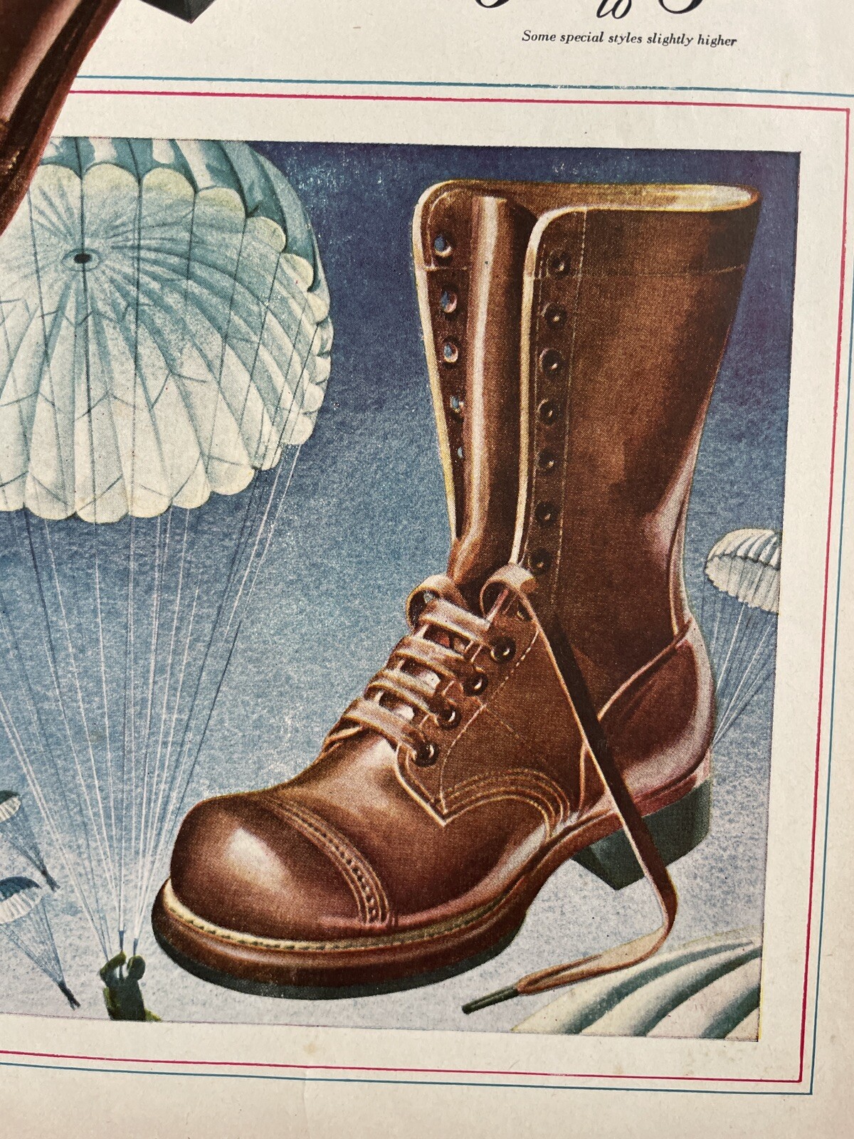 Roblee Shoes for Men Vintage Print Ad Wartime 1940s Clothing Leather Parachute